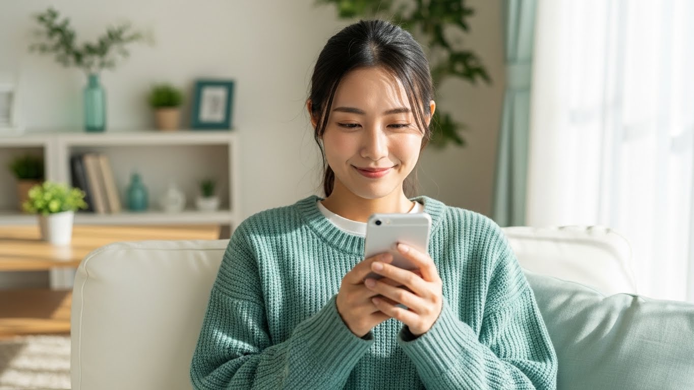 スマホでオンライン診療を受ける様子